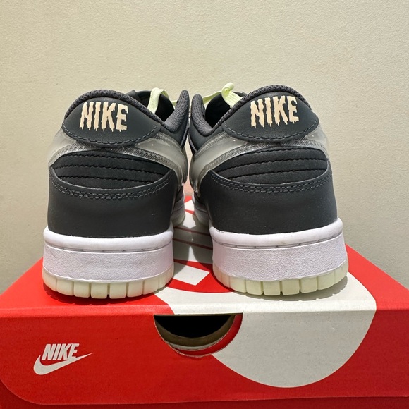 NIB Kid GS Nike Dunk Low HQ3569-068 Glow In The Dark Iron Grey Lime White - Picture 8 of 9